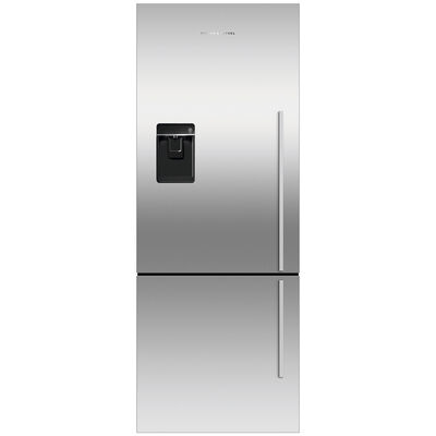 Fisher & Paykel Series 5 25 in. 13.5 cu. ft. Smart Counter Depth Bottom Freezer Refrigerator with External Water Dispenser - Stainless Steel | RF135BDLUX4N