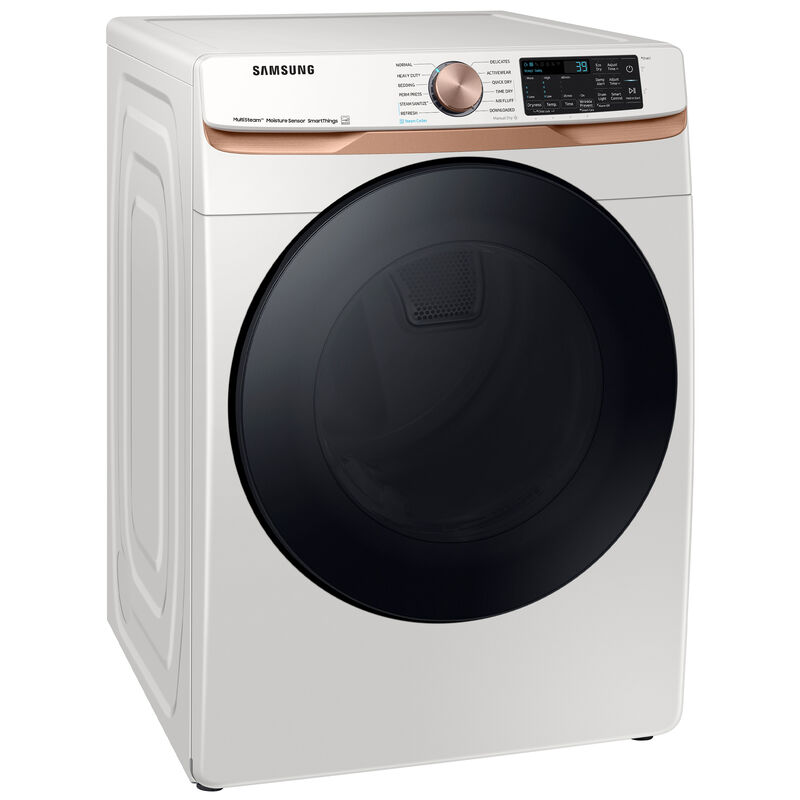 Samsung 27 in. 7.5 cu. ft. Smart Stackable Electric Dryer with AI Smart Dial, Sanitize+, Steam Cycle & Sensor Dry - Ivory, Ivory, hires