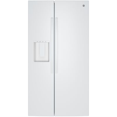 GE 36 in. 23.6 cu. ft. Counter Depth Side-by-Side Refrigerator with Ice & Water Dispenser - White | GZE24NGYWW