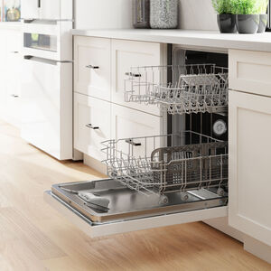 Bosch 100 Series 24 in. Front Control Smart Dishwasher with 50 dBa Sound Level, PureDry & Pocket - White, , hires