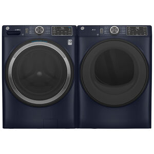 GE 28 in. 4.8 cu. ft. Smart Stackable Front Load Washer with UltraFresh Vent System with OdorBlock, Microban Antimicrobial Technology & Sanitize with Oxi - Sapphire Blue, Sapphire Blue, hires