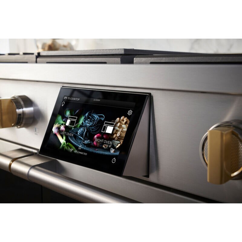 Monogram Statement Series 48 in. 8.2 cu. ft. Smart Air Fry True European Convection Double Oven Dual Fuel Range with 4 Sealed Burners, Grill & Griddle - Stainless Steel, , hires