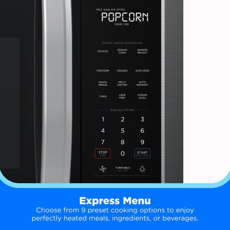 Midea 30 in. 1.9 cu. ft. 1000W Over-the-Range Microwave with 300 CFM & Sensor Cooking - Stainless Steel, , hires