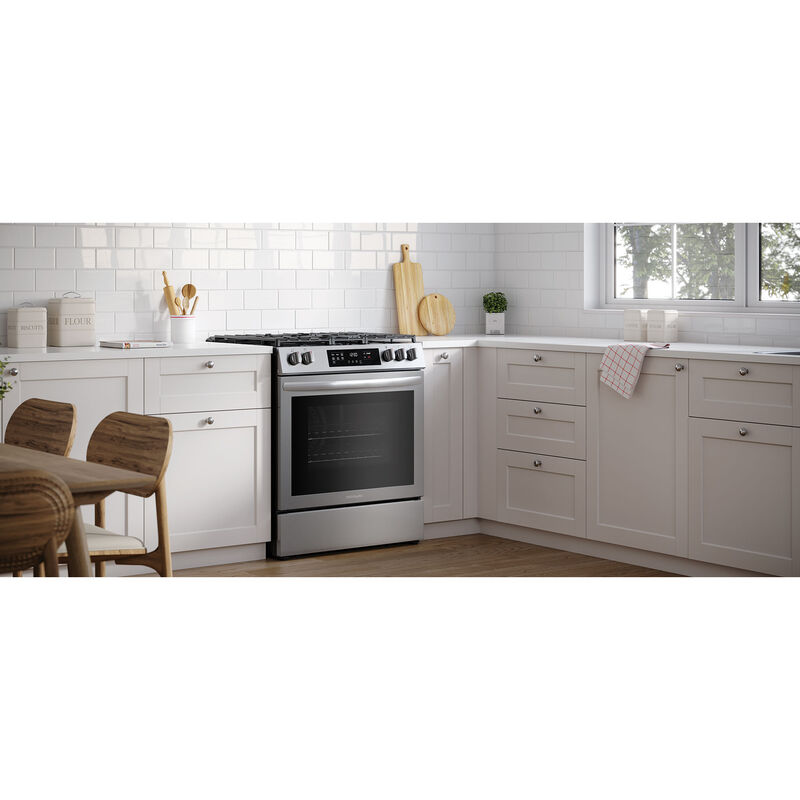 Frigidaire 30 in. 5.1 cu. ft. Convection Oven Slide-In Gas Range with 5 Sealed Burners - Stainless Steel, , hires