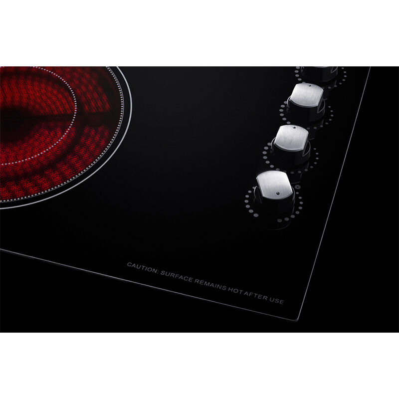 Summit 30 in. 4-Burner Electric Cooktop with Power Burner - Black, , hires