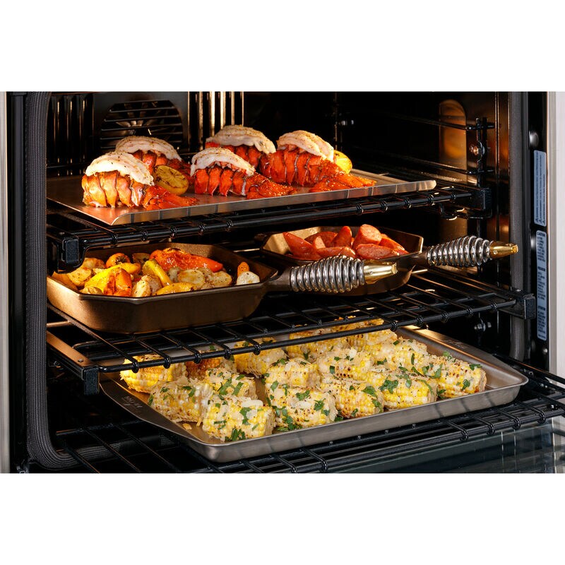 Monogram Statement Series 30 in. 5 cu. ft. Smart Speed Electric Single Wall Oven with True European Convection - Stainless Steel, , hires