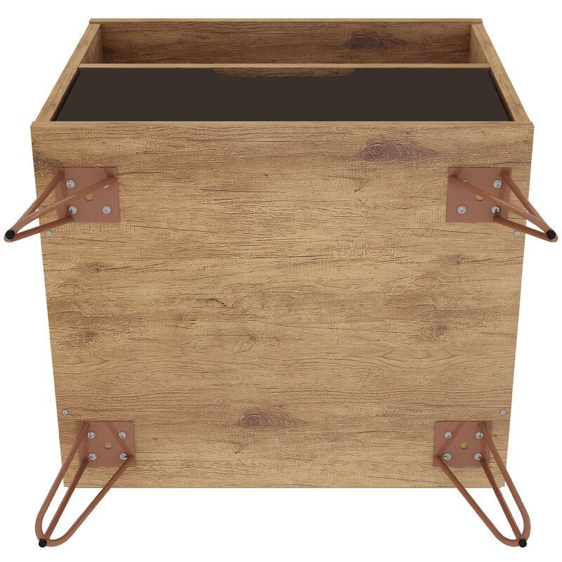 Manhattan Comfort Rockefeller Mid-Century Modern 1-Drawer Nightstand Textured Gray, , hires