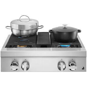 JennAir Noir 30 in. 4-Burner Natural Gas Rangetop with Simmer Burner & Power Burner - Stainless Steel, , hires