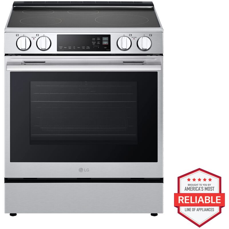 LG 30 in. 6.3 cu. ft. Smart Air-Fry True European Convection Slide-In Electric Range with 4 Induction Burners - PrintProof Stainless Steel, , hires