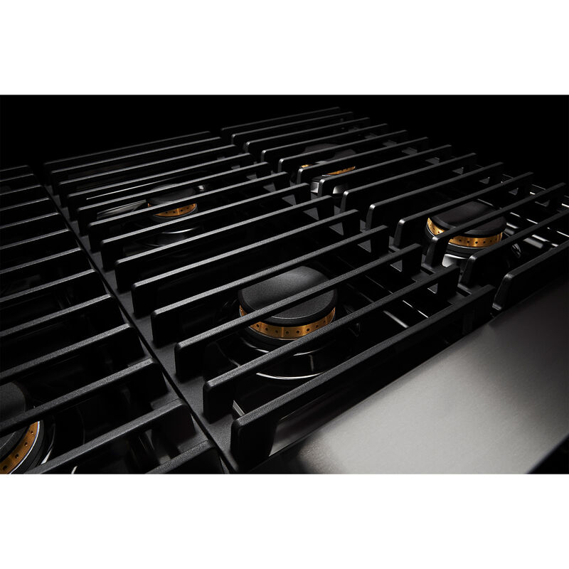 JennAir Noir 36 in. 4-Burner Natural Gas Rangetop with Grill, Simmer Burner & Power Burner - Stainless Steel, , hires