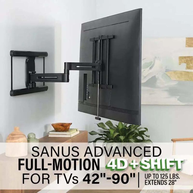 Sanus Systems Advanced Full-Motion 4D + Shift TV Wall Mount for TVs 42"-90" - Black, , hires