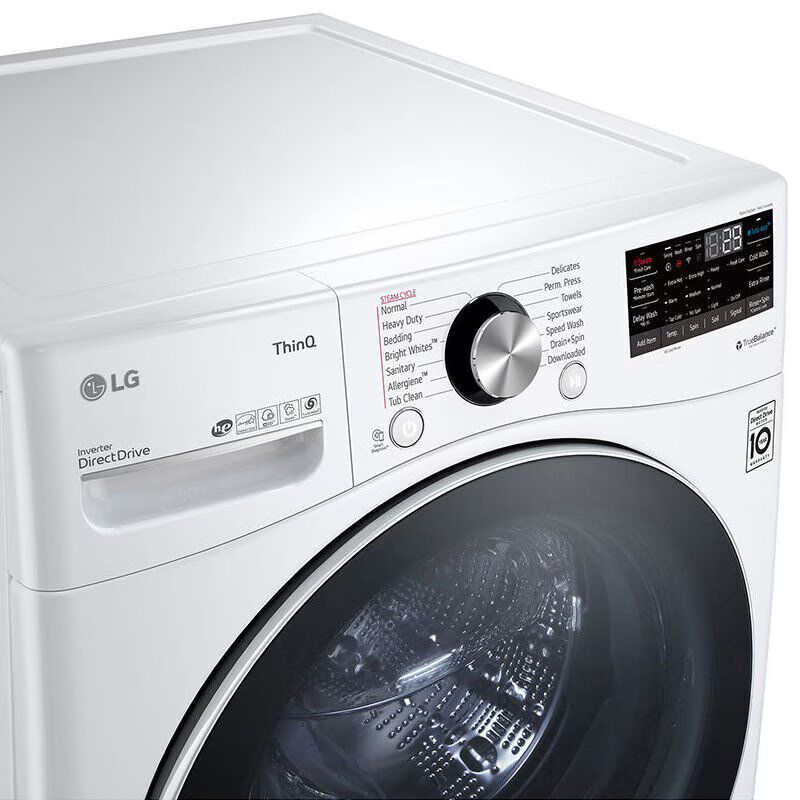 LG 27 in. 5.0 cu. ft. Smart Stackable Front Load Washer with TurboWash 360, Sanitize & Steam Wash Cycle - White, White, hires