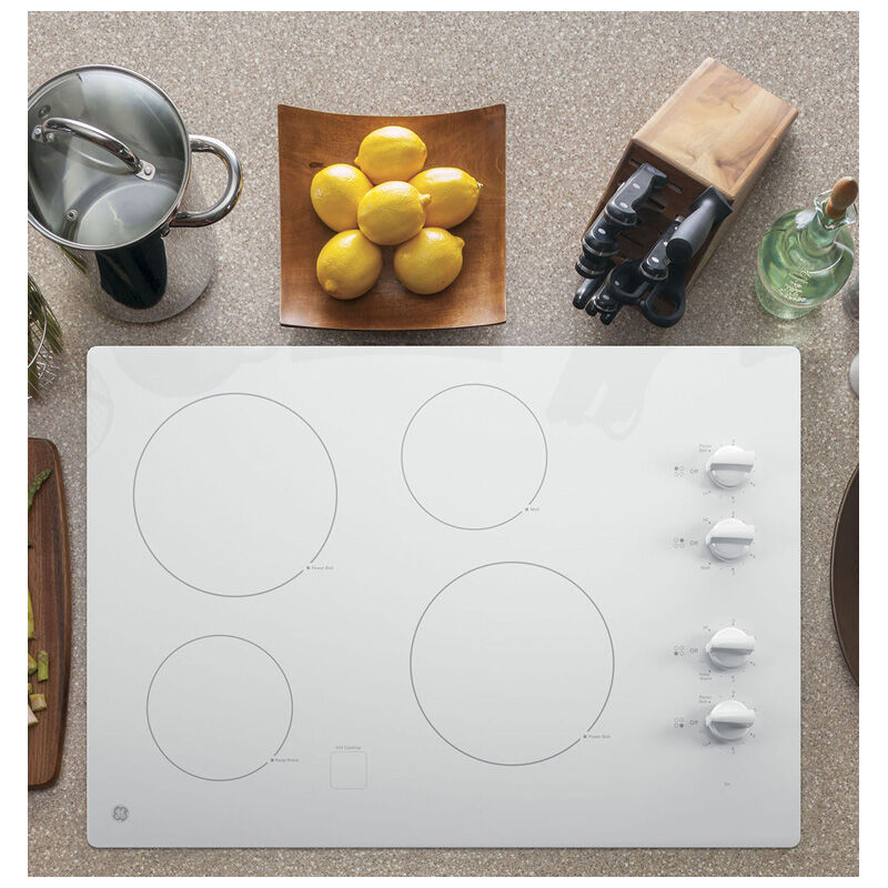 GE 30 in. Electric Cooktop with 4 Smoothtop Burners - White | P.C. Richard  u0026 Son