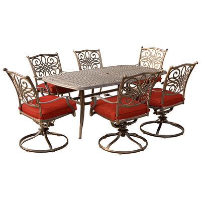 Hanover Traditions 7-Piece Dining Set in Red with 72 x 38 in. Cast-top Table | TRAD7PCSW6RE