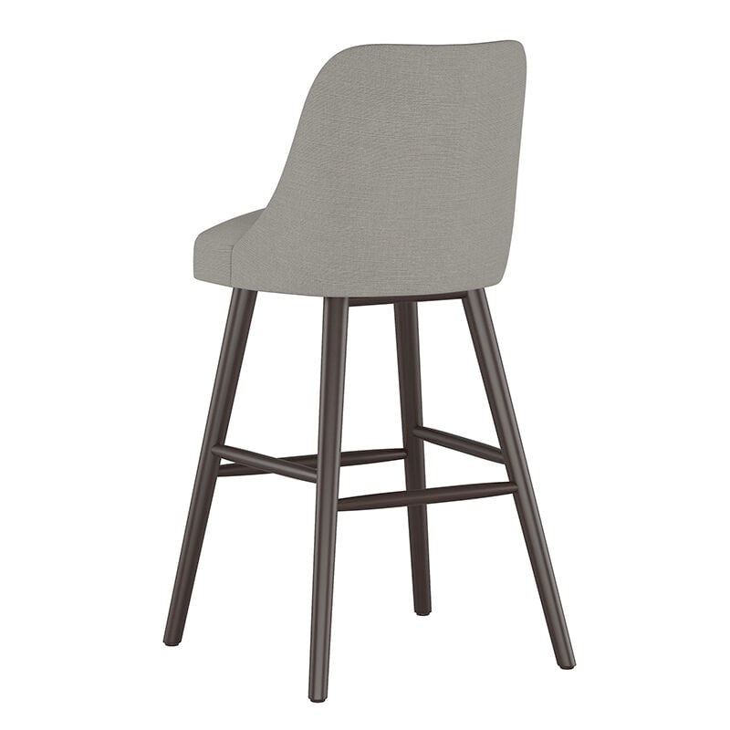 Skyline Furniture Modern Mid Century Bar Stool in Linen Fabric - Grey, Grey, hires