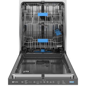 GE Profile 24 in. Top Control Flush-Mount Smart Dishwasher with 44 dBa Sound Level, 3rd-Rack, Dry Boost & Pocket Handle - Fingerprint Resistant Stainless, , hires