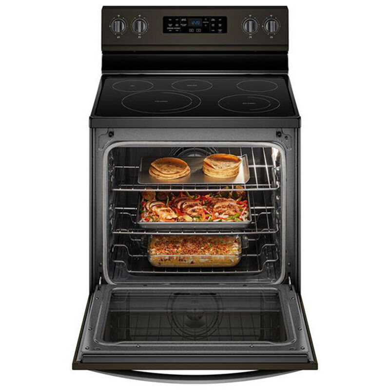 Whirlpool 30 in. 6.4 cu. ft. Convection Oven Freestanding Electric Range with 5 Smoothtop Burners - Black with Stainless Steel, , hires