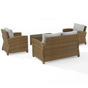 Crosley Bradenton 4-Piece Outdoor Loveseat Patio Furniture Set - Gray, , hires