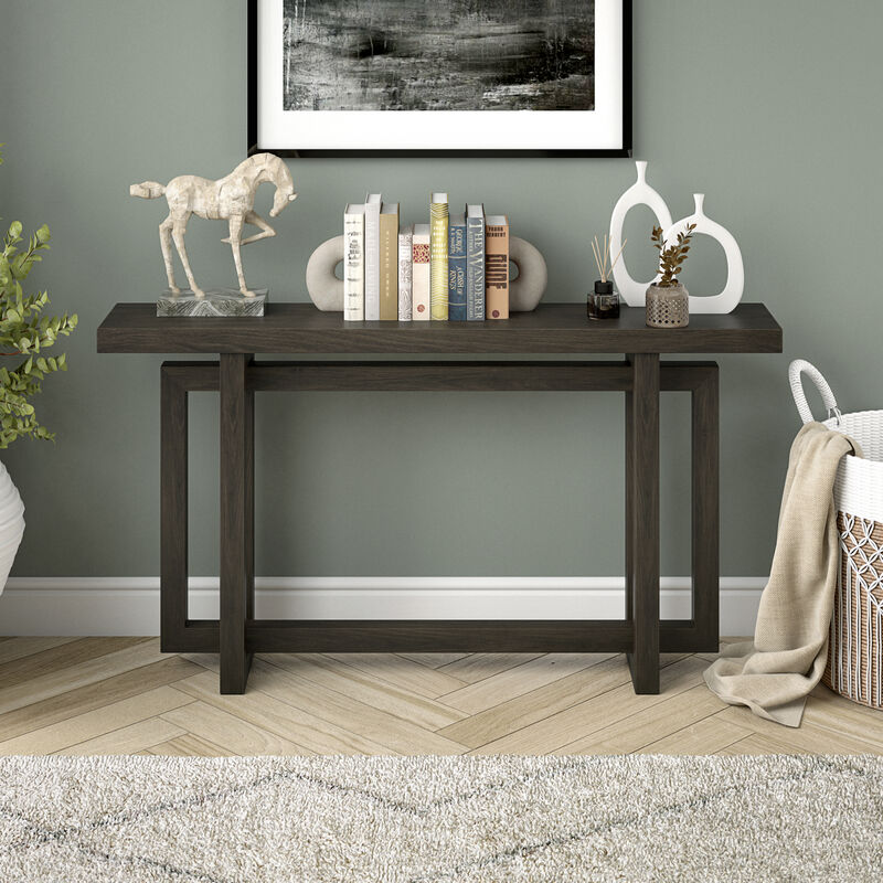Hudson & Canal Breslow 55" Wide Rectangular Console Table - Alder Brown, , hires