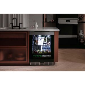 Cafe 24 in. 5.1 cu. ft. Built-In/Freestanding Beverage Center with Pull-Out Shelves & Digital Control - Platinum Glass, , hires