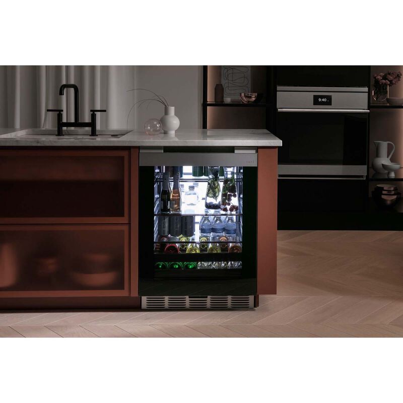 Cafe 24 in. 5.1 cu. ft. Built-In/Freestanding Beverage Center with Pull-Out Shelves & Digital Control - Platinum Glass, , hires