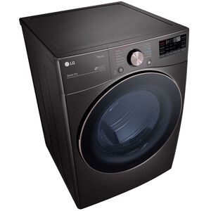 LG 27 in. 7.4 cu. ft. Smart Stackable Round-Door Gas Dryer with Built-In Intelligence, Sensor Dry, Turbo Steam, Sanitize & Steam Cycle - Black Steel, Black Steel, hires