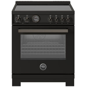 Bertazzoni Professional Series 30 in. 4.6 cu. ft. Air Fry Convection Oven Freestanding Electric Range with 4 Induction Zones - Carbon, , hires