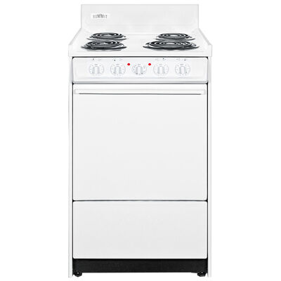 Summit 20 in. 2.4 cu. ft. Oven Freestanding Electric Range with 4 Coil Burners - White | WEM110