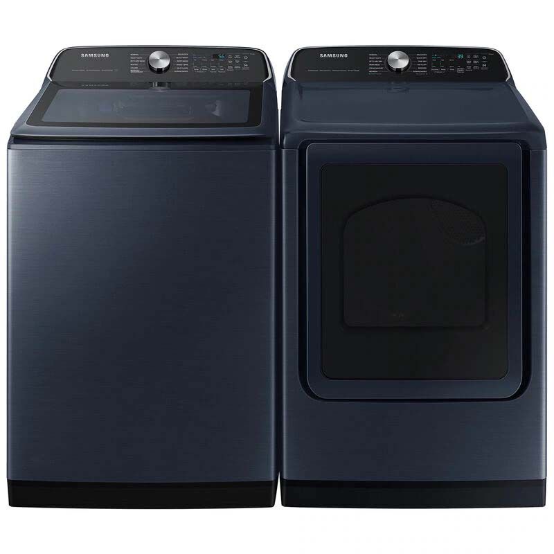 Samsung 27 in. 5.4 cu. ft. Smart Top Load Washer with Pet Care Solution & Super Speed Wash - Brushed Navy, Brushed Navy, hires