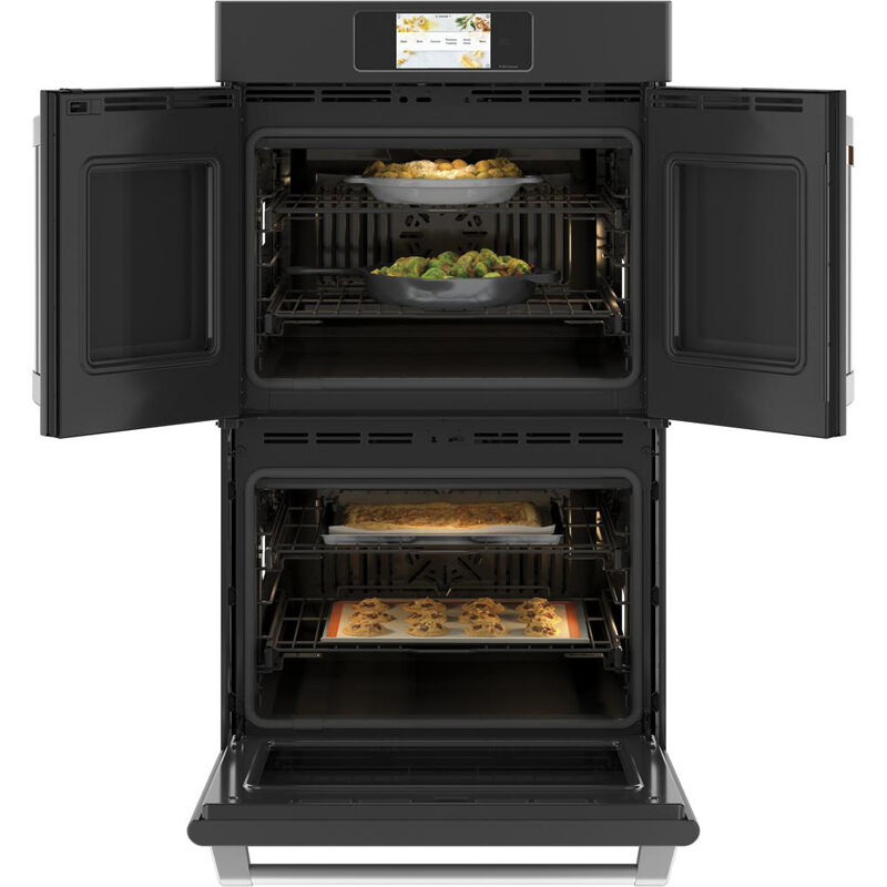 Cafe 30" 10.0 Cu. Ft. Electric Smart Double French Door Wall Oven with True European Convection & Self Clean - Matte Black, Matte Black, hires