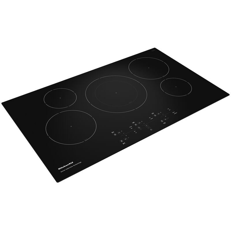 KitchenAid 36 in. 5-Burner Induction Cooktop with Simmer Burner & Power Burner - Black, , hires