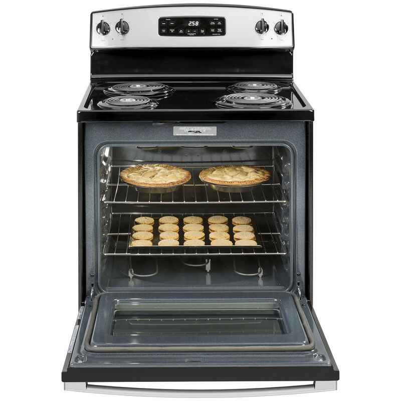 GE 30 in. 5.3 cu. ft. Oven Freestanding Electric Range with 4 Coil Burners - Stainless Steel, Stainless Steel, hires