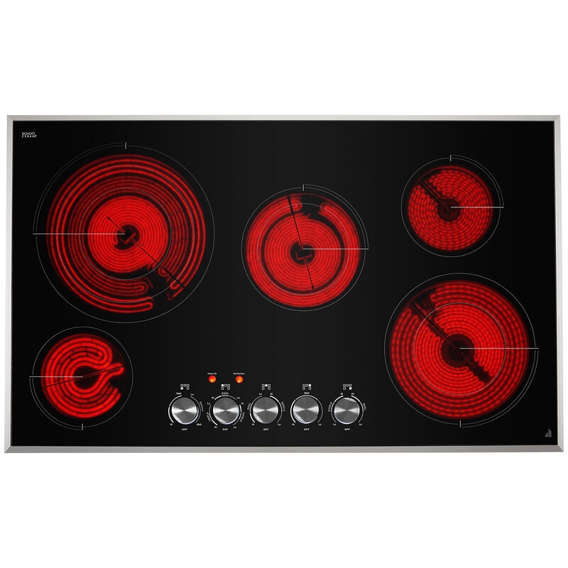 JennAir Lustre Stainless 36 in. 5-Burner Electric Cooktop with Simmer Burner & Power Burner - Stainless Steel, , hires