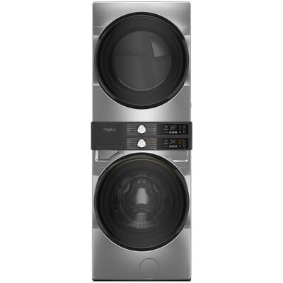 Whirlpool 28 in. 4.5 cu. ft. Smart Gas Front Load Laundry with UV Clean Technology, FreshFlow Vent System, Sensor Dry, Sanitize & Steam Cycle - Radiant Silver | WGF5727TR