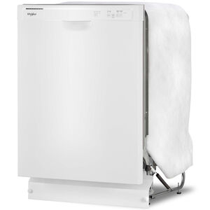 Whirlpool 24 in. Built-In Dishwasher with Front Control, 59 dBA Sound Level, 12 Place Settings & 3 Wash Cycles - White, White, hires