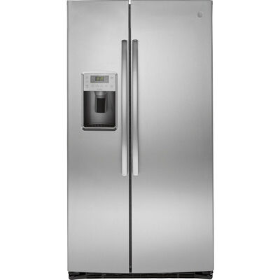GE Profile 36 in. 25.3 cu. ft. Side-by-Side Refrigerator with External Ice & Water Dispenser - Stainless Steel | PSE25KYHFS