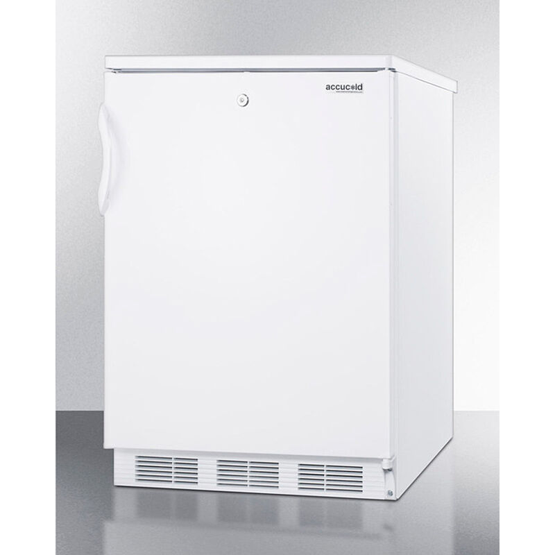 Summit AccuCold 24 in. 5.5 cu. ft. Undercounter Refrigerator with Front-Mounted Lock- White, , hires