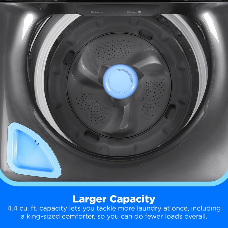 Midea 27 in. 4.4 cu. ft. Smart Top Load Washer with Power Wave 360 Agitator - Metallic Gray, Metallic Gray, hires