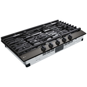 LG 36 in. 5-Burner Natural Gas Cooktop with Simmer Burner & Power Burner - Black Stainless, Black Stainless, hires