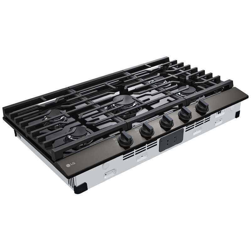 LG 36 in. 5-Burner Natural Gas Cooktop with Simmer Burner & Power Burner - Black Stainless, Black Stainless, hires