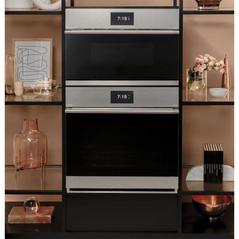 Cafe 30 in. 5 cu. ft. Smart Electric Single Wall Oven with True European Convection - Platinum Glass, Platinum Glass, hires