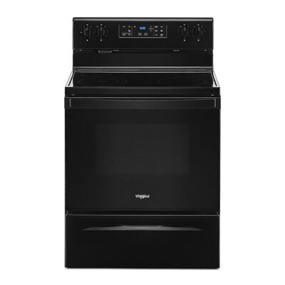 Whirlpool 30 in. 5.3 cu. ft. Oven Freestanding Electric Range with 4 Smoothtop Burners - Black | WFE515S0JB