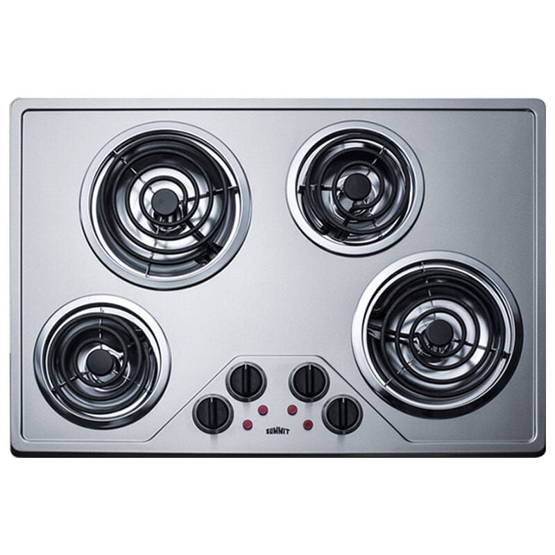 Summit 30 in. 4-Burner Electric Cooktop - Stainless Steel, , hires