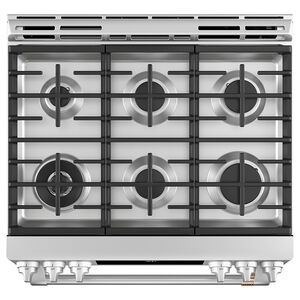 Cafe 30" Slide-In Dual Fuel Range with 6 Sealed Burners, Griddle, 5.7 Cu. Ft. Single Oven & Warming Drawer - Stainless Steel, , hires