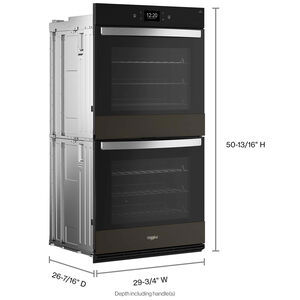 Whirlpool 30 in. 10 cu. ft. Smart Top Control Electric Double Wall Oven with True European Convection - Black Stainless Steel with PrintShield Finish, Black Stainless Steel with PrintShield Finish, hires