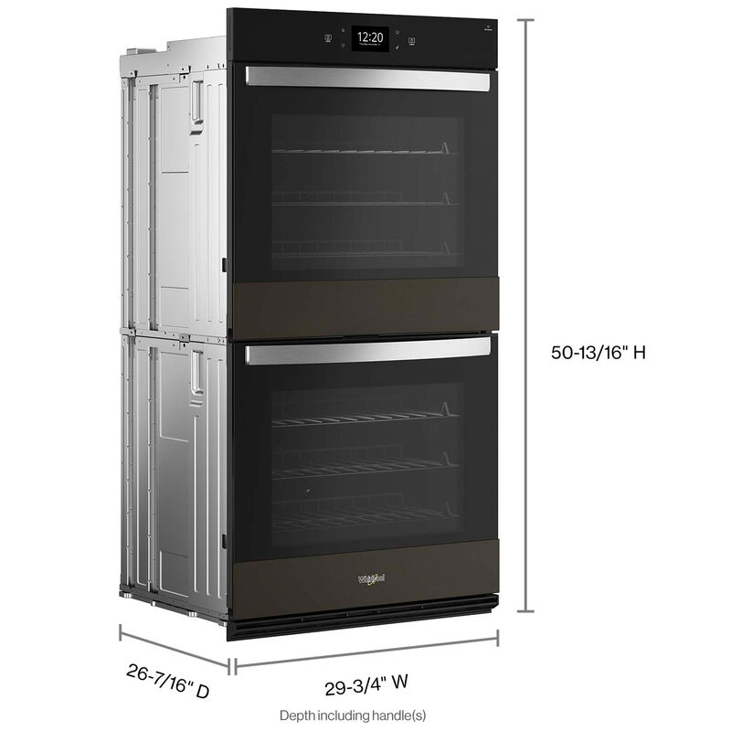 Whirlpool 30 in. 10 cu. ft. Smart Top Control Electric Double Wall Oven with True European Convection - Black Stainless Steel with PrintShield Finish, Black Stainless Steel with PrintShield Finish, hires