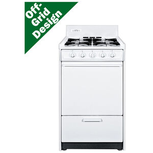 Summit 20 in. 2.5 cu. ft. Oven Freestanding LP Gas Range with 4 Open Burners - White, , hires