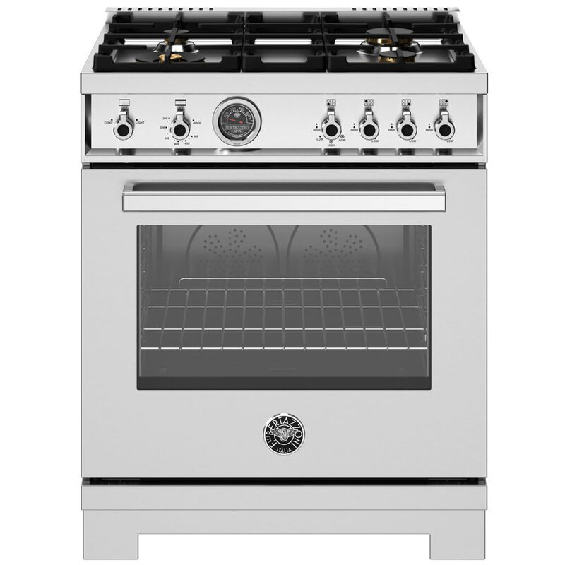 Bertazzoni Professional Series 30 in. 4.7 cu. ft. Dual Convection Gas Range with 4 Sealed Burners - Stainless Steel, Stainless Steel, hires