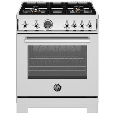 Bertazzoni Professional Series 30 in. 4.7 cu. ft. Convection Oven Freestanding LP Gas Range with 4 Sealed Burners - Stainless Steel | PR304BFGMXTL