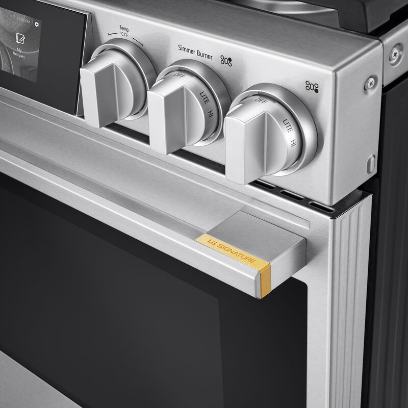 LG Signature 30 in. 6.3 cu. ft. Smart Air-Fry True European Convection Slide-in Gas Range with 5 Sealed Burners & Griddle - PrintProof Stainless Steel, , hires